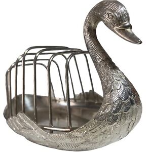 Swan Design Silver Plated 6 Toast Rack Crumb Tray Jewelry Holder Letter Rack