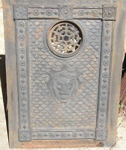 Antique Victorian Cast Iron Fireplace Insert Summer Cover Lion S Head Shield