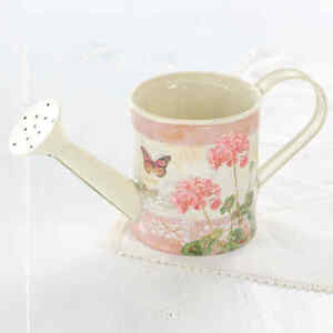 Vintage Inspired Pink French Decoupage Artificial Watering Can For Favors 