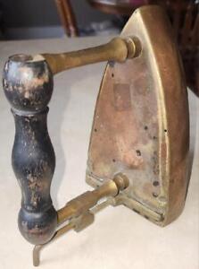 Awesome Unusual Antique 18th Century Brass Flat Iron Primitive Sad Iron