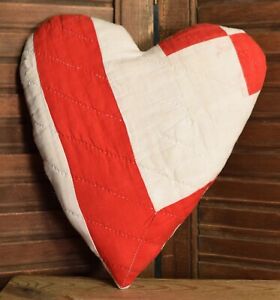 Quilt Heart Red White Cupboard Tuck 9 Tall Primitive Valentine