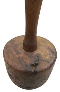 Primitive Wood Mallet Antique Carpenters Hand Tool 10 Inch Burl Wooden Hammer