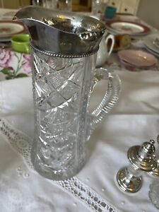 Antique Gorham Sterling Silver Cut Crystal Water Pitcher 1890s 1920s