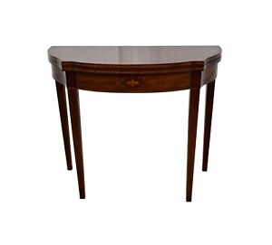 Vintage Traditional Style Inlaid Mahogany Flip Top Console Table