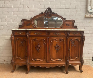 Louis Xv Marble Top Buffet Antique Rococo Sideboard With Mirror