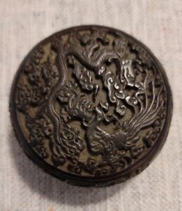 Antique Chinese Lidded Box Hand Crafted Dragons Carvings