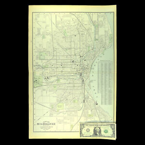 Ca 1902 Antique Milwaukee City Map Vintage Map Of Milwaukee Street Map Wall Art