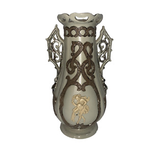 Antique 19th Century Villeroy Boch Parian Vase For Sale Ornate Detail 