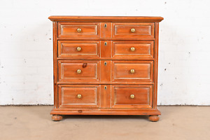 Henredon Spanish Colonial Carved Solid Pine Commode Or Chest Of Drawers