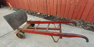 Antique Wood Iron 2 Wheel Industrial Hand Cart Dolly Architectural Design