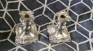 Antique Coronet Silver Plated Lead Candlesticks