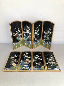 Two Japanese Cloisonn Signed Inaba Table Screens