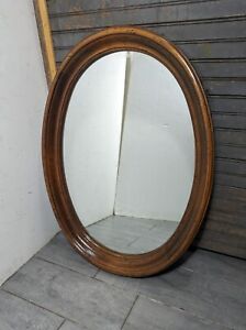 Vintage Rustic Farmhouse Solid Wood Oval Wall Mirror