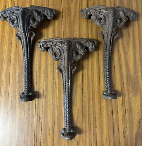 Ornate Cast Iron Furniture Legs 14 Rounded Curved End Table 3 Antique Victorian