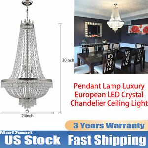 French Empire Crystal Chandelier Lighting 9 Lights Ceiling Light Pendant Lamp