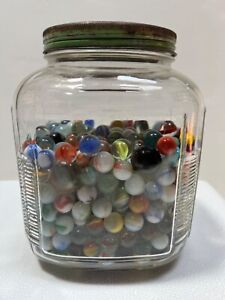 Vintage Hoosier Canister Glass Jar Multiple Vintage Antique Marbles