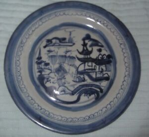 9 Antique Chinese Qing Dynasty Early 19th C Porcelain Blue White Canton Plate