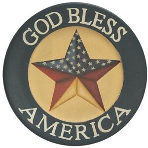 Wood Americana Plate God Bless America Star Country 9 75 Primitive Home Decor