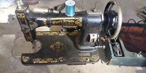 Vintage Old Fashioned White Rotary Sewing Machine