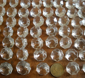 Lot Of 100 Vintage Czech Octagon Crystal Glass For Chandelier Parts Prisms 22mm
