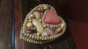 Rare Antique Sailor S Valentine Heart Shape Box Shell Art
