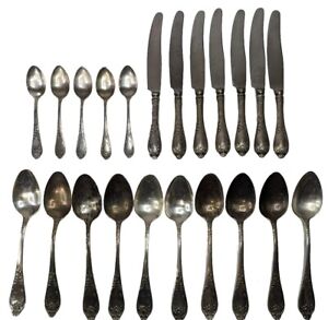 Vtg Ussr Russian Silver Plate Mhu Hep Silverware Flatware Fork Knife Spoon Lot
