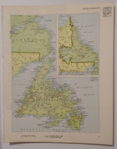 1960 S Vintage Newfoundland Atlas Map Old Antique Rand Mcnally World Atlas