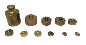 Antique Solid Brass 11 Piece Gram Apothecary Graduated Weight Set
