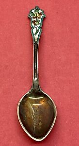 A Vintage Sterling Silver Enameled Souvenir Spoon From Quebec Canada 