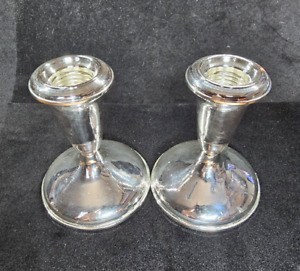 Empire Sterling Silver Weighted Candlestick Holders Pair 4 Tall