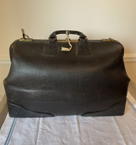 Vintage Doctors Medical Leather Bag Working Lock Mechanism With Original Key