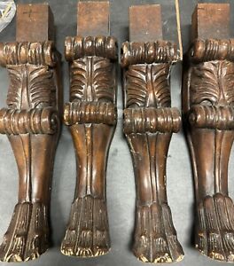 Salvaged Heavily Carved Wood Table Legs Claw Or Paw Legs 4 5 X 20 Reclaimed