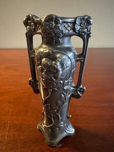 Vintage Antique Art Nouveau Metal Vase B W 801 Silver Idk Vines Valentines 