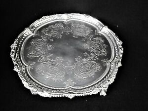 Victorian Footed Salver 1889 Sterling Silver By Martin Hall Co London 8 1 4 