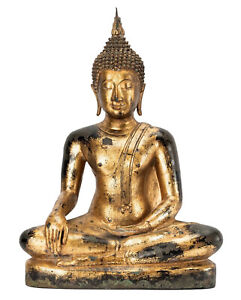 Antique Thai Bronze Seated Buddha In Sukhothai Style 19th Century 