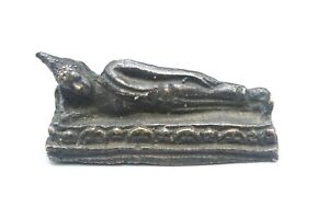 Antique Small Solid Bronze Chinese Sleeping Buddha Figure 19 Century