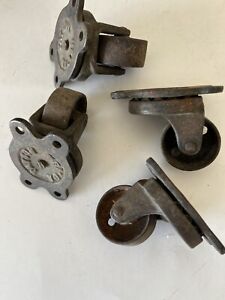  Qty 4 Vintage Antique Payson No 184 Industrial Caster Wheels Cast Iron 1920 S
