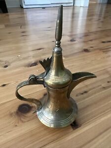 Antique Brass Middle Eastern Dallah Coffee Tea Pot Turkish Aerobic Kettle