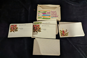 Vtg Set Of 30 Double Sided Boxed Recipe Cards Here S What S Cookin Retro