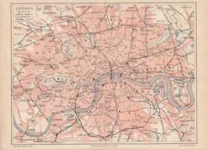 London Hampstead Chelsea Finsbury City Map From 1889 Marylebone Westminster