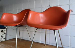 Pair 2 Vtg Mcm Earmes 1966 Herman Miller Shel Chairs Dax 31 50 H