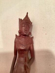 Hand Carved Bali Wooden Balinese Woman Statue Indonesia Vintage Hardwood 7 3 4 