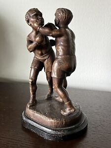 1930 S Wpa African American Boxer Hand Carved Wood Sculpture Boxing Folk Art