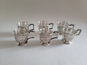 Vtg 1930 S Sterling Demitasse Cup Holders Pierced Lot Of 6 By Fm Whiting