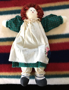 Primitive Handmade Raggedy Ann Doll Country Annie Artist Signed 1990 S 14 