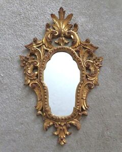 Ornate Italian Carved Giltwood Wall Mirror Florentine
