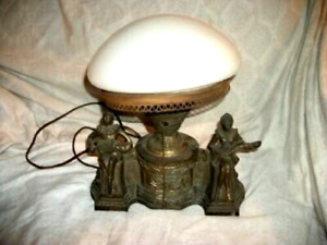 Art Deco Metal Frankart Lamp Jesters Musicians Mushroom Shade For Restoration