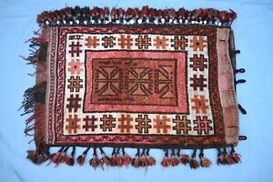 K80 Hand Knotted Nomadic Oriental Afghan Balisht Cushion Pillow Rug 107 X 68 Cm