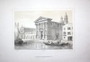 1860 Venezia Venice Saint Mary Of Rosario Chiesa Moro Lithography