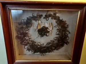 Antique Victorian Hair Mourning Wreath See Details For Dimensions 